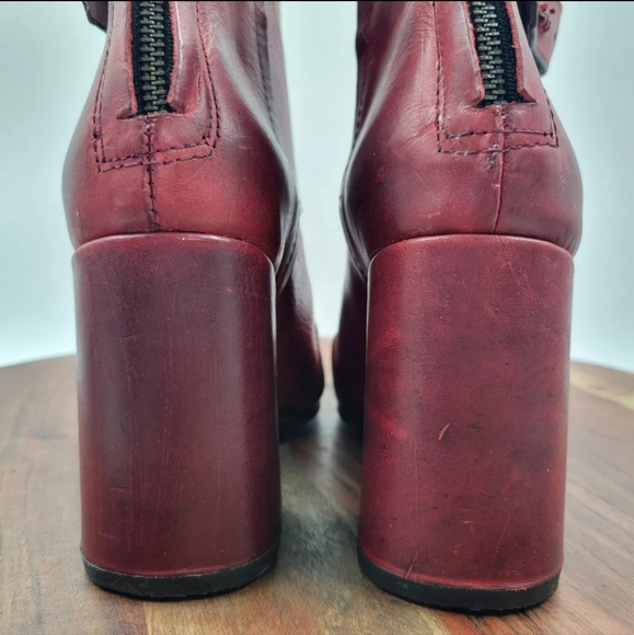 Freebird Joey Boots Women's 8 Red Leather Distressed Buckle Western Heel Pointed - Picture 8 of 13